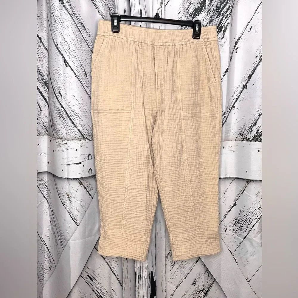 Madewell cotton gauze pull on pants cropped LP